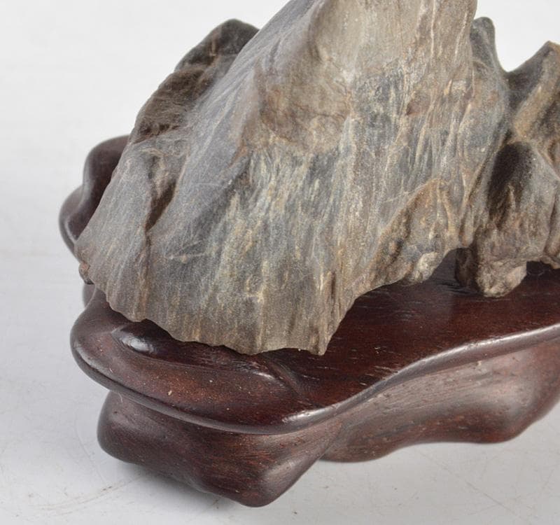 中国　鑑賞石　太湖石　霊壁石　置物　唐木台付　C　R4780