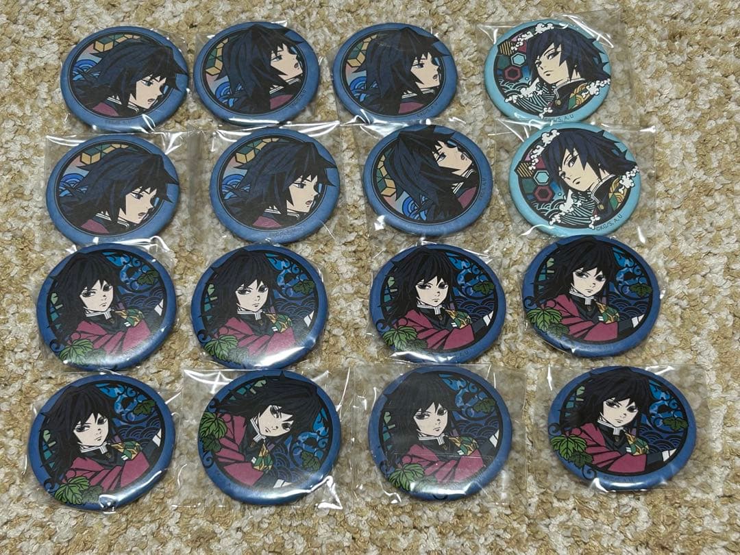 鬼滅の刃和紙缶バッジ冨岡義勇16点セット