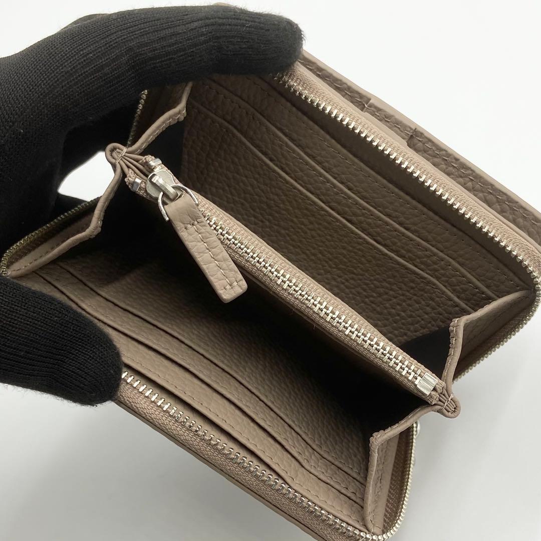 未使用級　vasic ROUND MINI 折り財布　ノット　レザー　ストーン