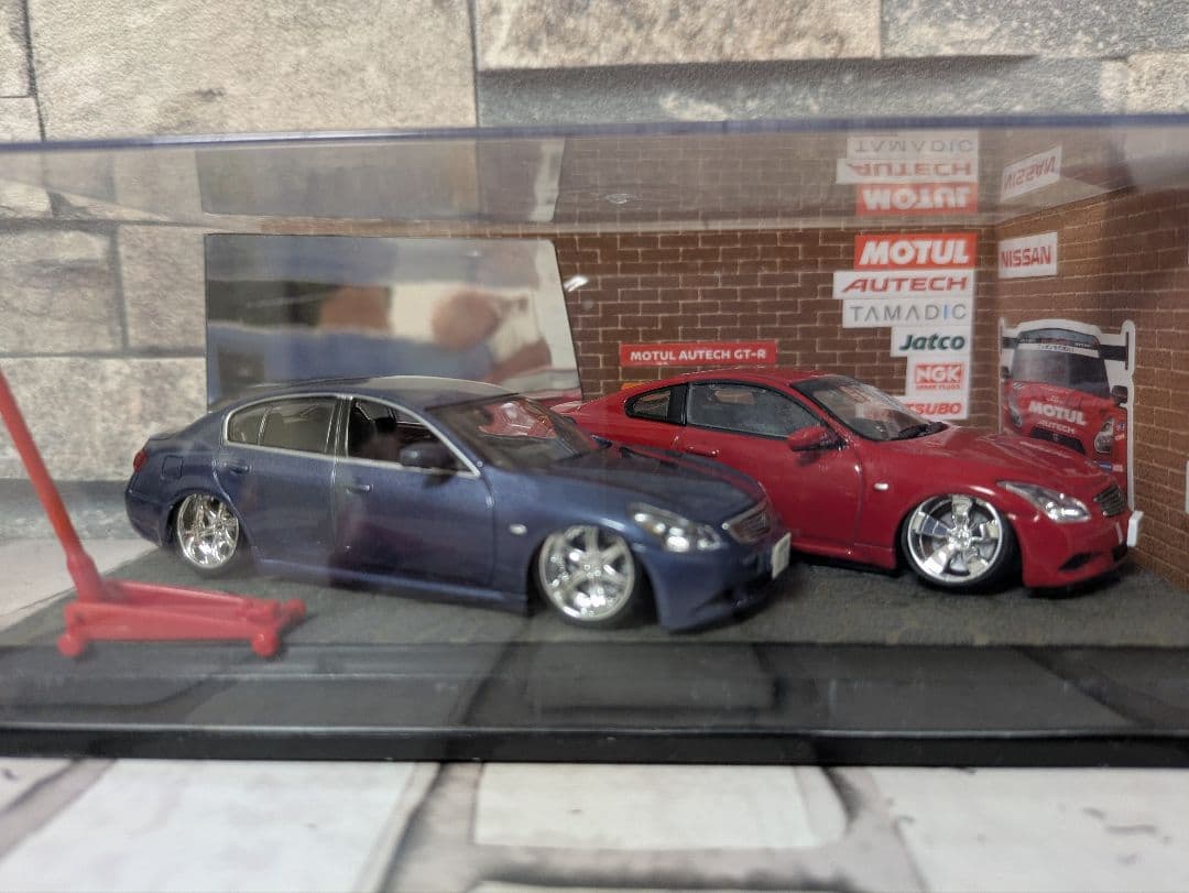 1/43 V36スカイライン クーペ+セダン+ジオラマケース 改造ミニカー