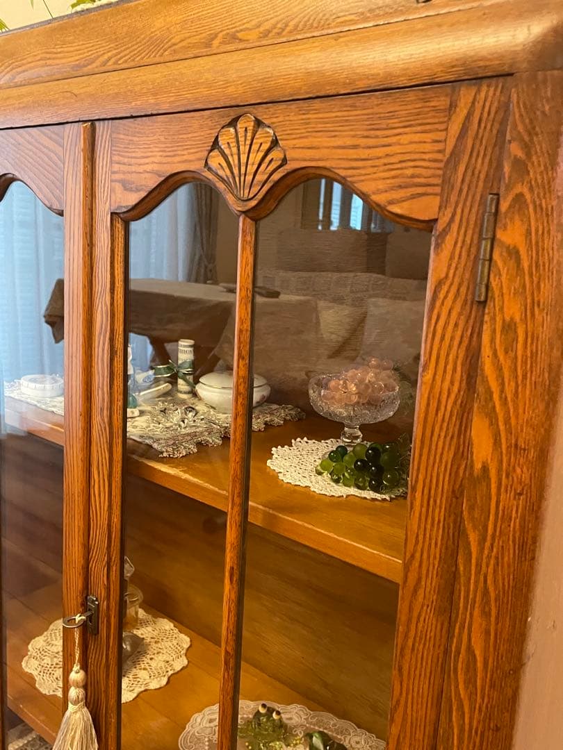 英国イギリス アンティーク家具 ブックケース 本棚 オーク材 猫脚 キャビネット