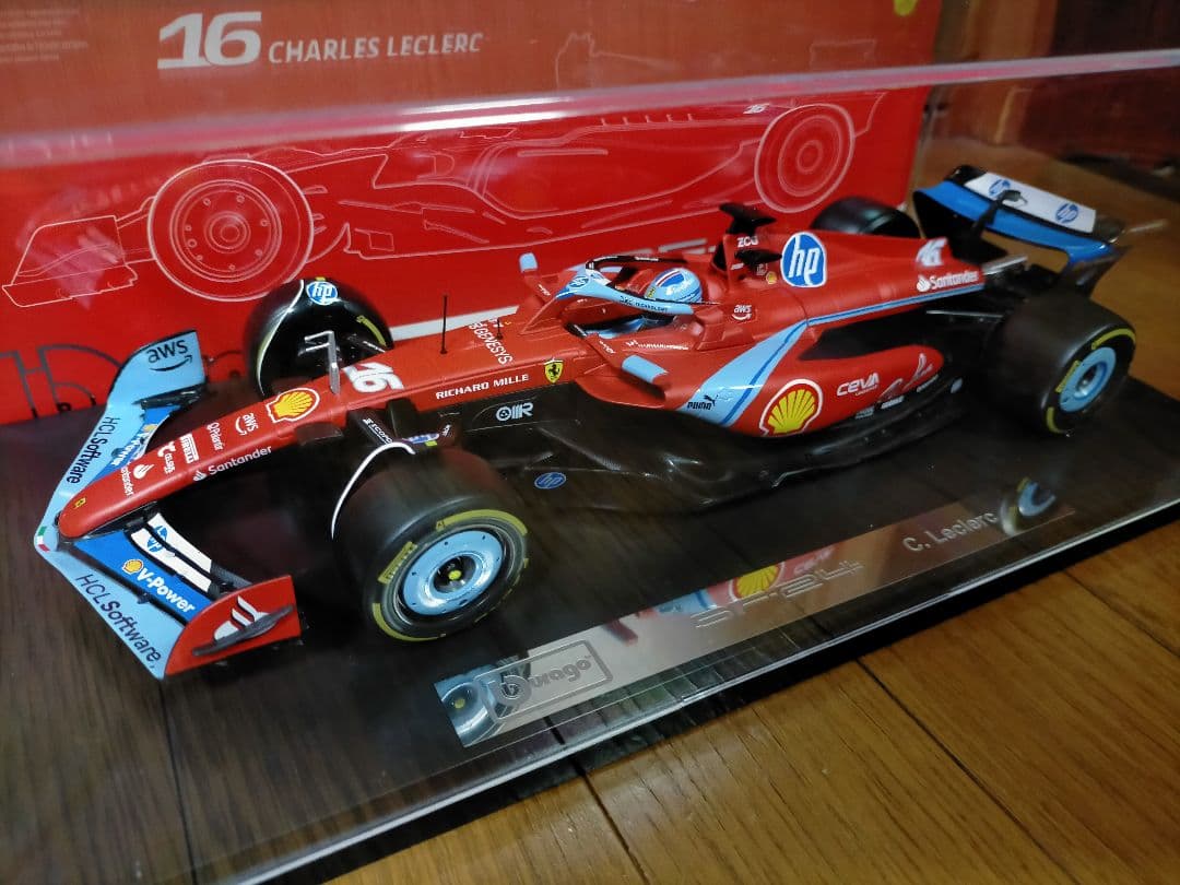 ブラーゴ 1/18 フェラーリ F1 SF-24 ルクレール 2024 ケース付