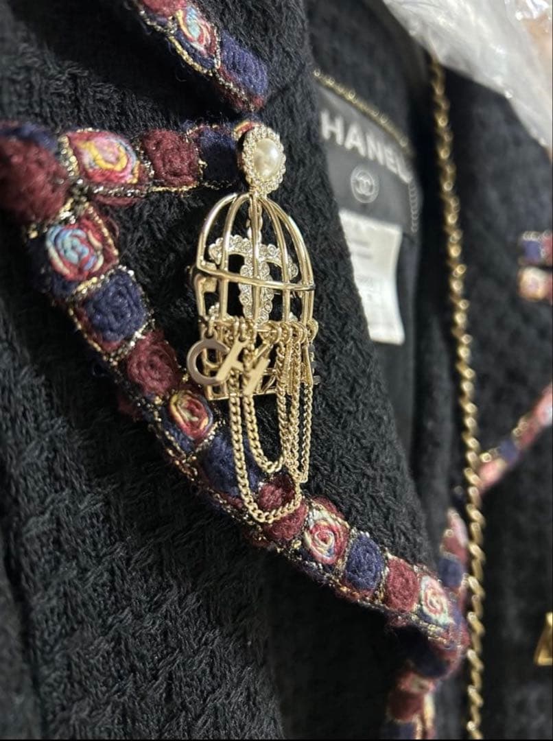 17万　美品　正規品　CHANEL 　ブローチ　鳥籠　鳥かご　付属品あり