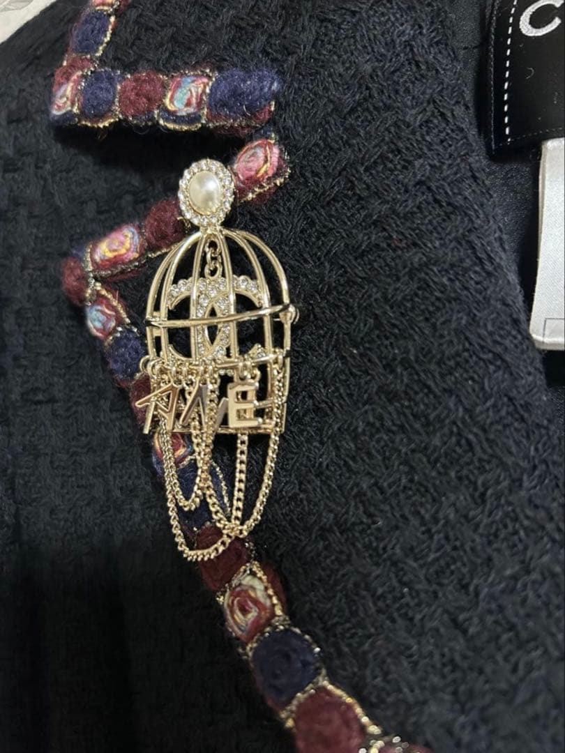 17万　美品　正規品　CHANEL 　ブローチ　鳥籠　鳥かご　付属品あり