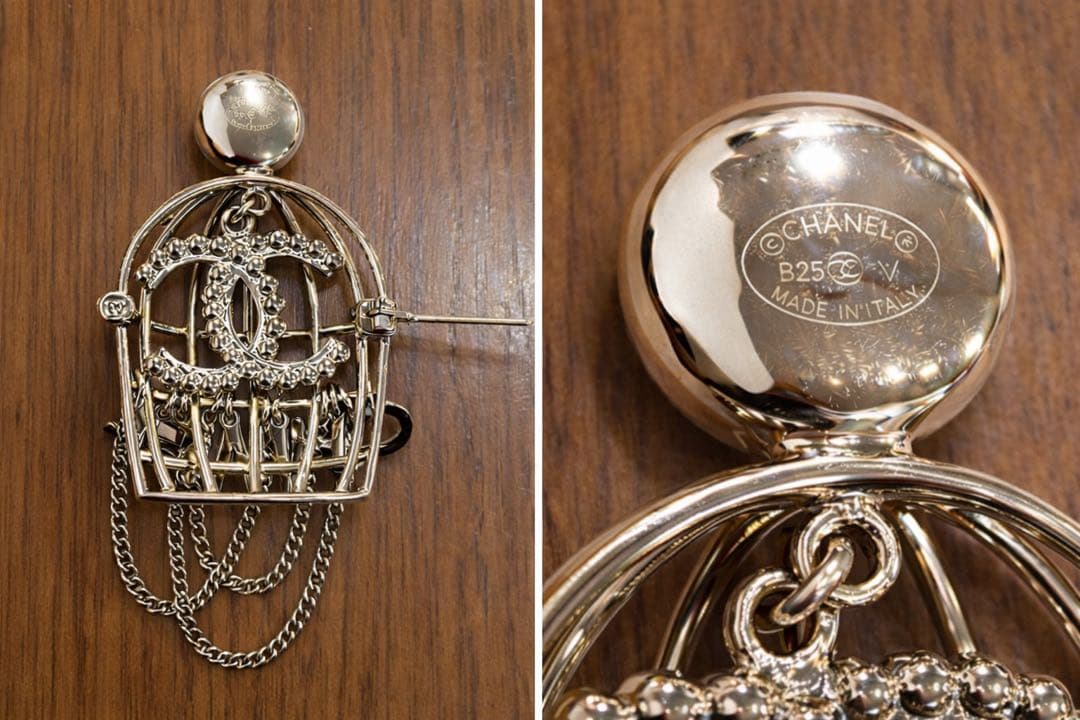 17万　美品　正規品　CHANEL 　ブローチ　鳥籠　鳥かご　付属品あり