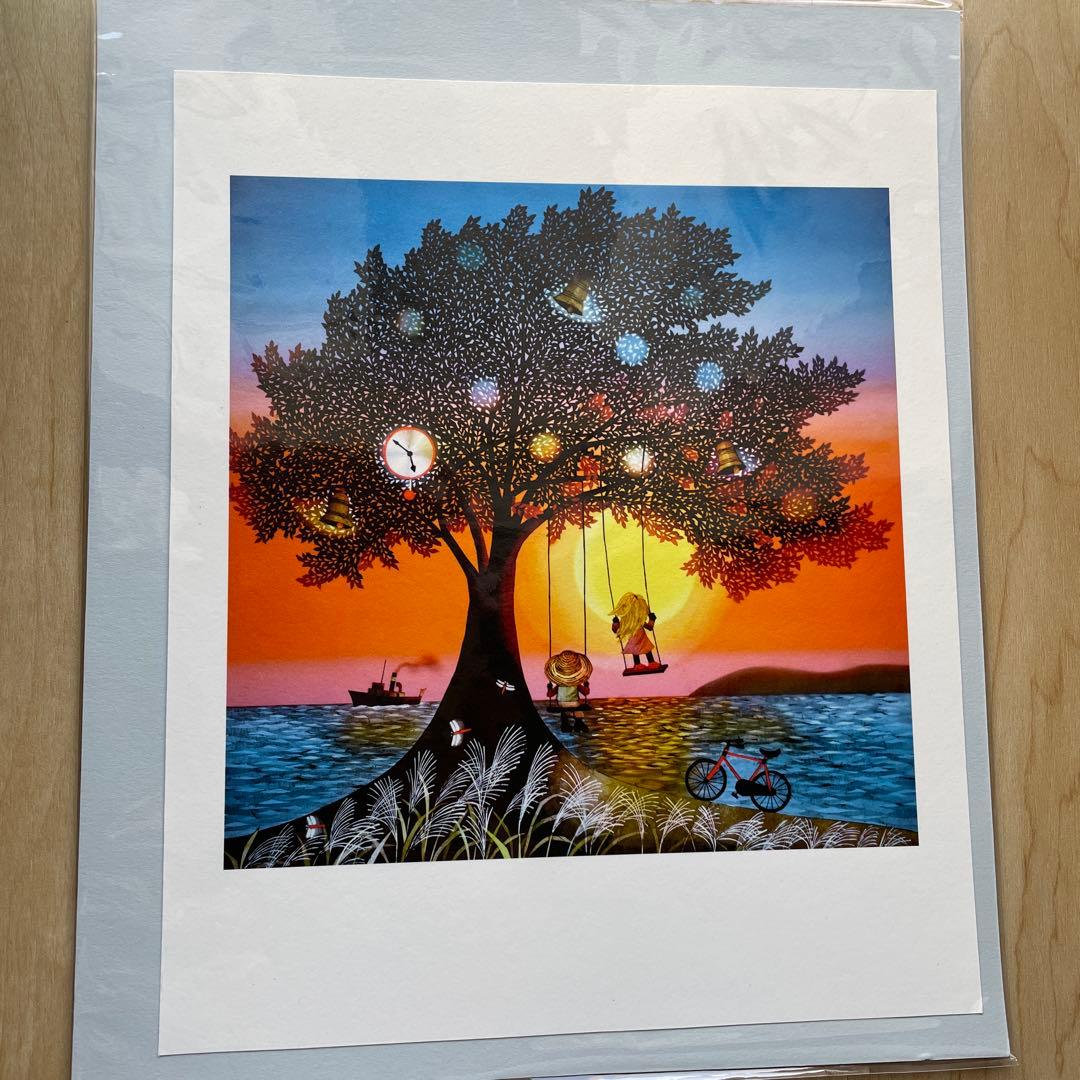 藤城清治先生　夕日のブランコ