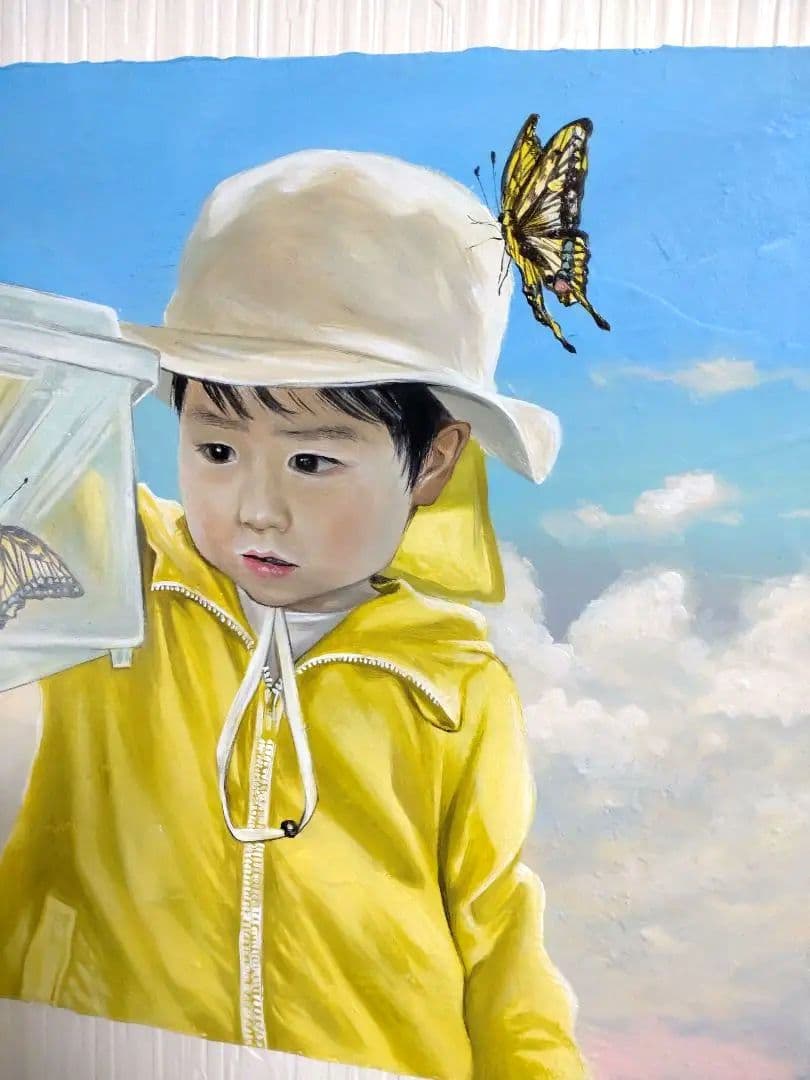 油絵【観て育つ】1点物の原画/F4号サイズ/人物画/油彩画◆者サイン入り