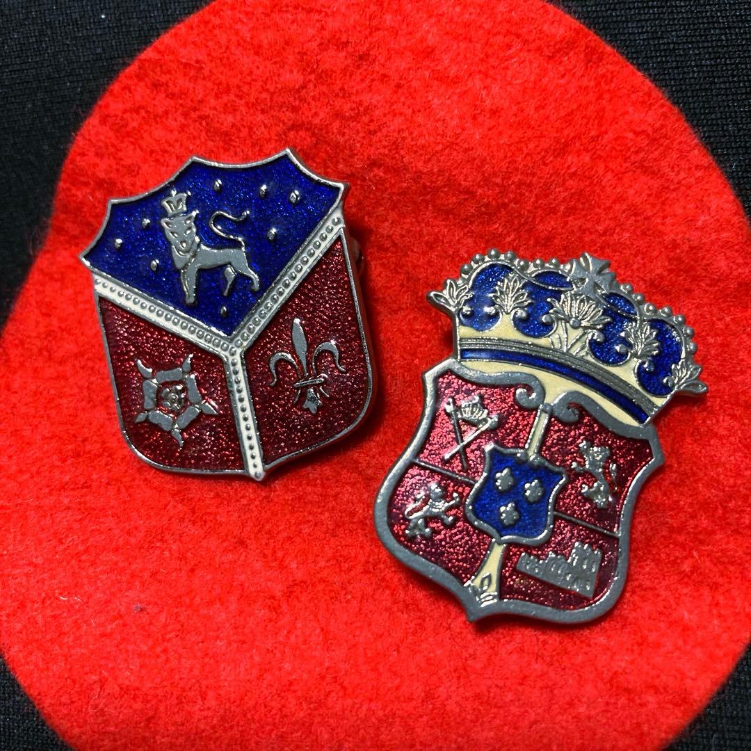 欧州伝統紋章デザイン ピンバッジ2種 七宝調 ラペル 革ジャン ルードギャラリー