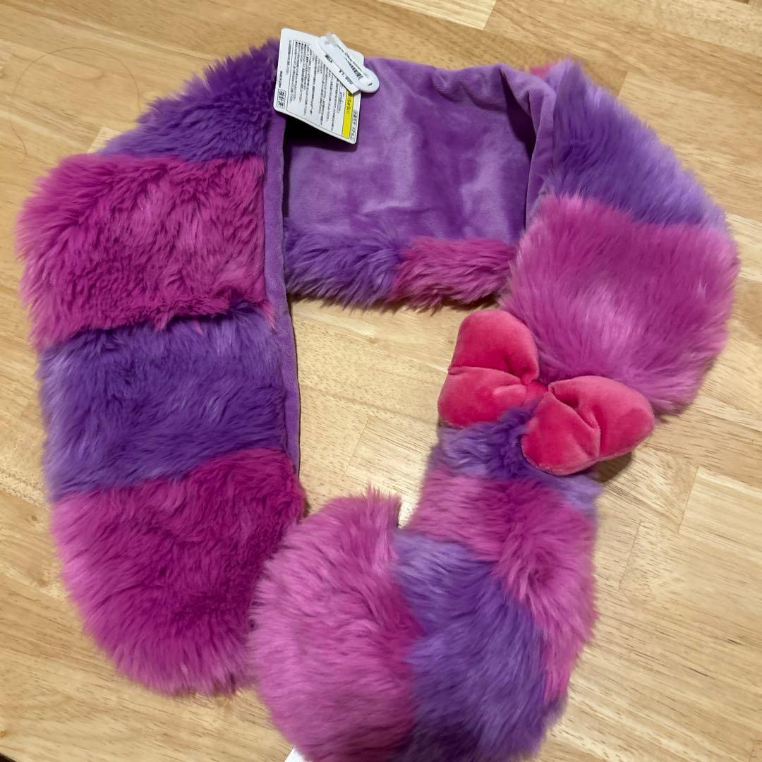 レア　チシャ猫　チャーム付きマフラー　ティペット　ディズニー　不思議の国のアリス