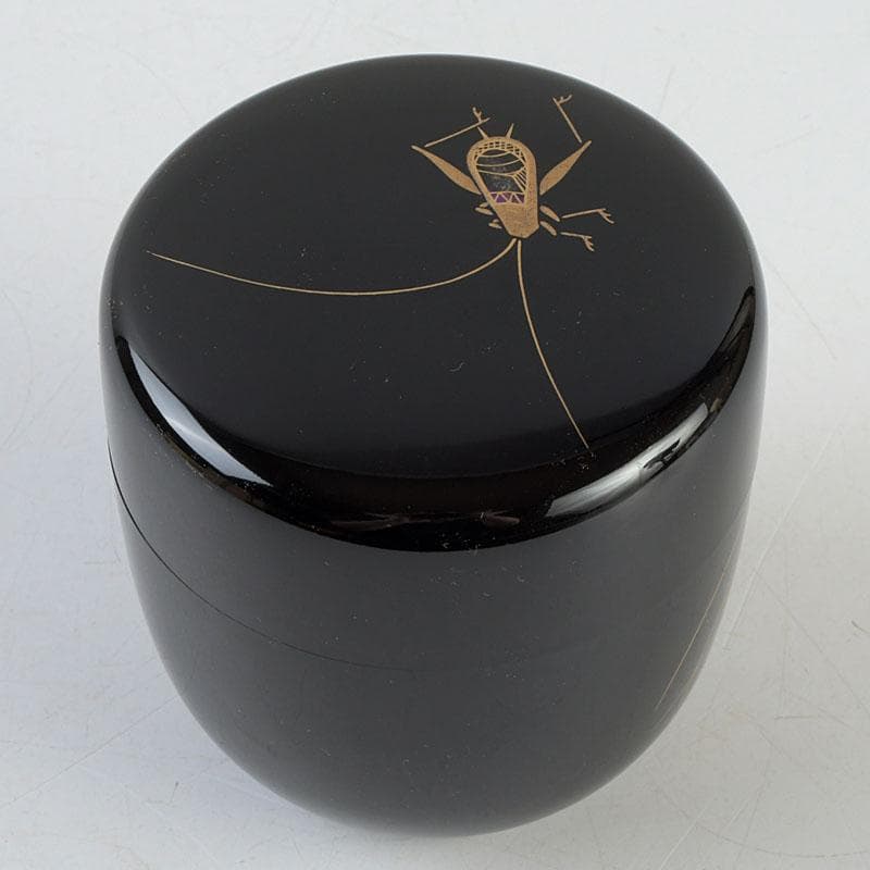 茶道具　長谷川恵史作　螺鈿装飾　鈴虫蒔絵　棗　共箱　V　9349