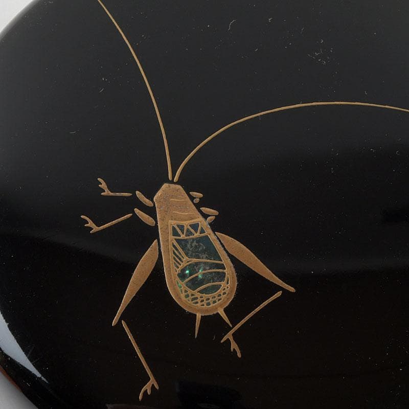 茶道具　長谷川恵史作　螺鈿装飾　鈴虫蒔絵　棗　共箱　V　9349