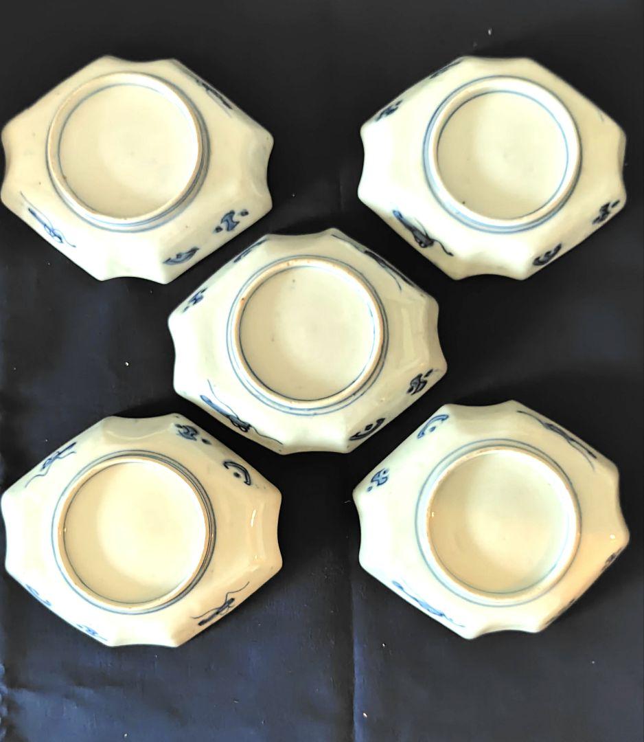 古伊万里　色絵　八角形陶磁器皿 5枚セット　※メルカリのみ出品