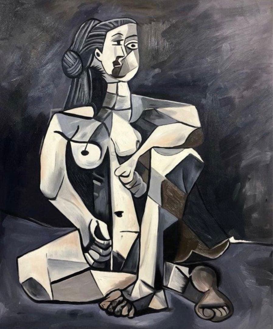 肉筆☆油絵☆F20号『Seated Woman』ピカソ/模写