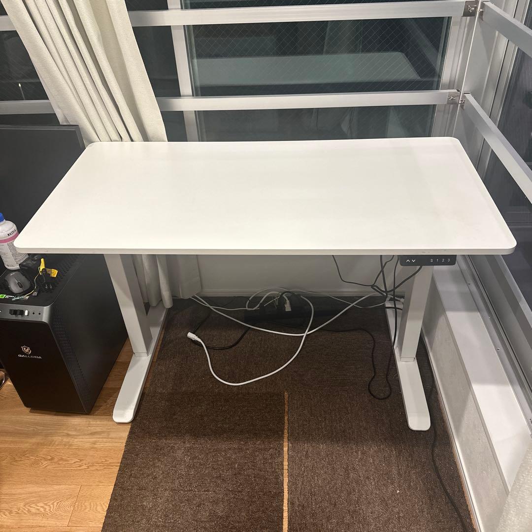 山善　電動昇降デスク　幅120×奥行70 ホワイト