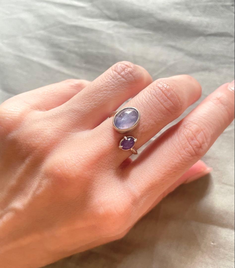 スターサファイア フォークリング　シルバー　12号　kitohi