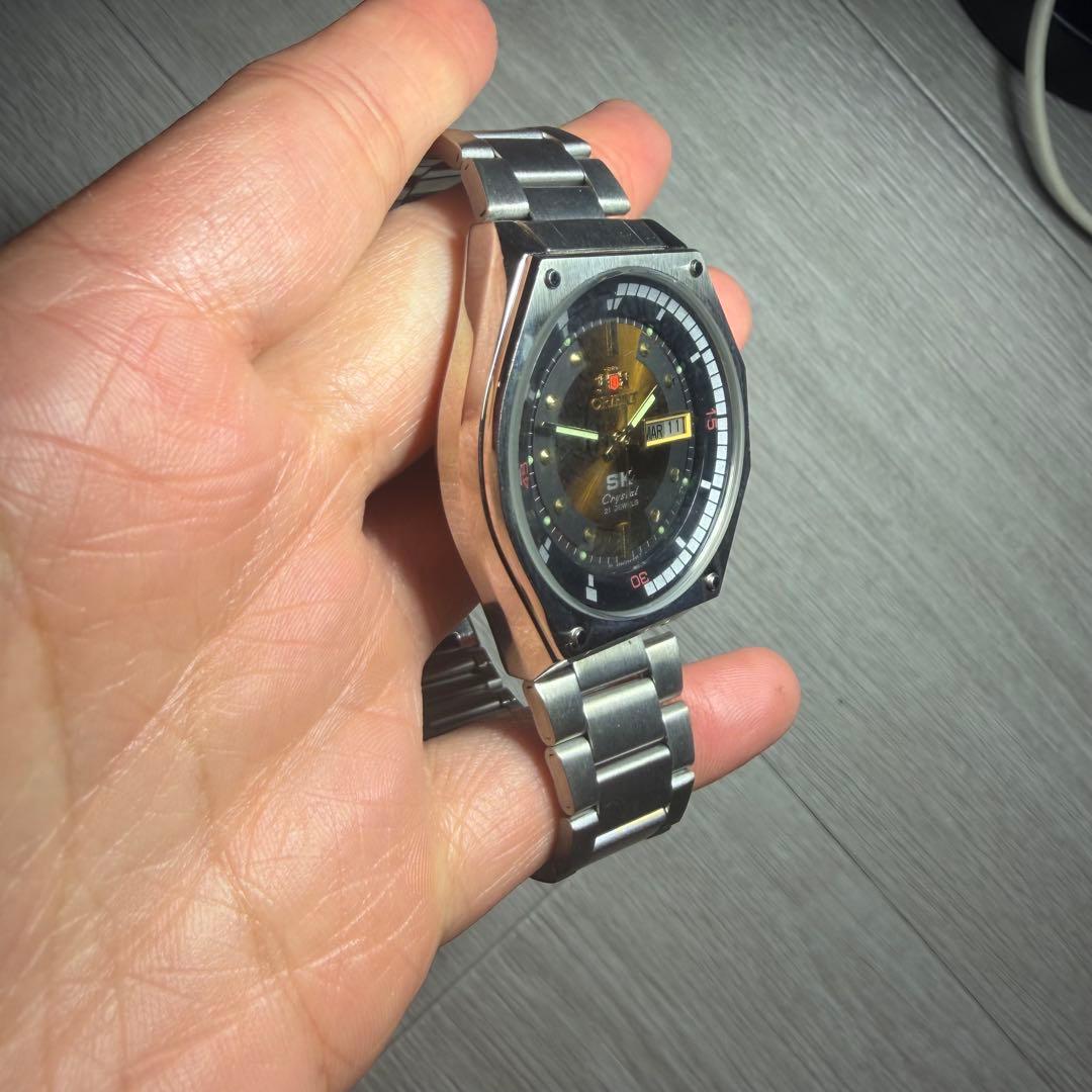 SK Crystal 自動巻き時計 ブラック/シルバー