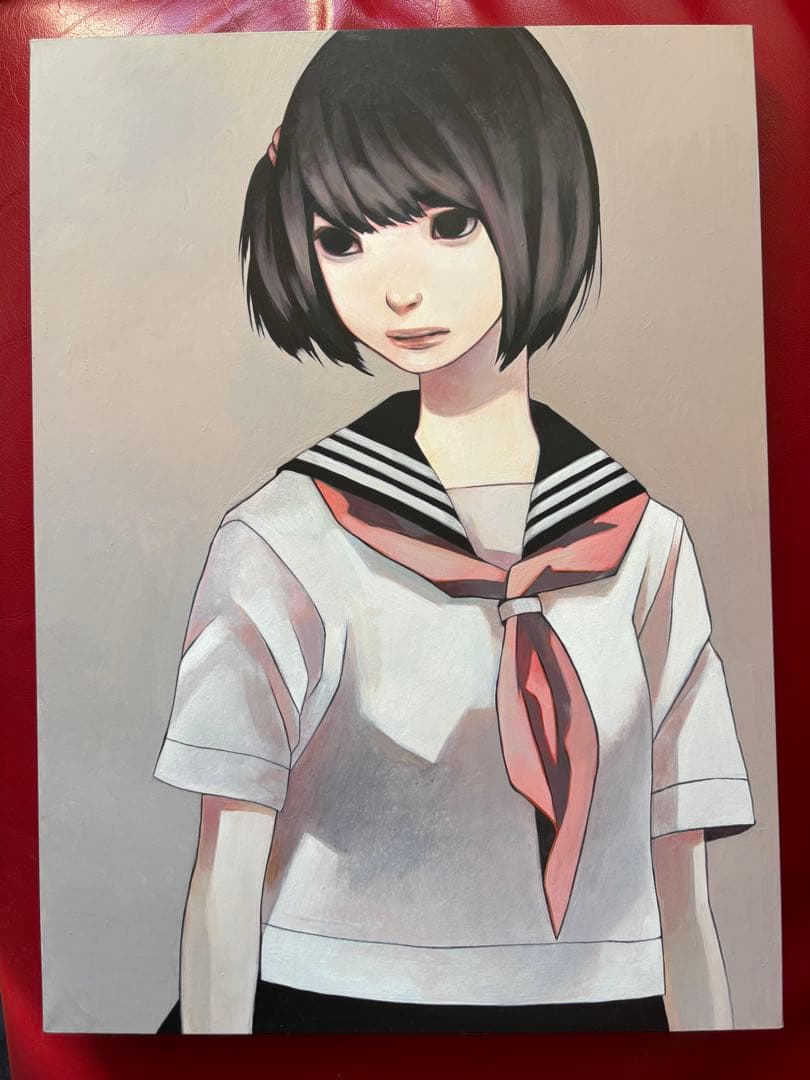 大槻香奈　「茜」　セーラー服の人物画 アクリル・ガッシュ