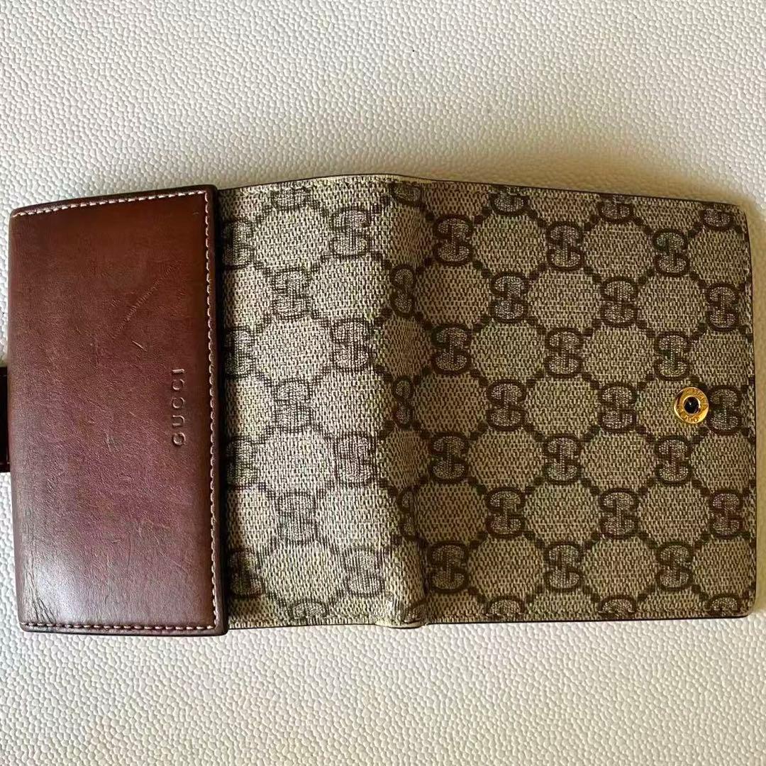 GUCCI グッチ GGスプリーム Wホック PVCレザー 二つ折り財布 美品❣️