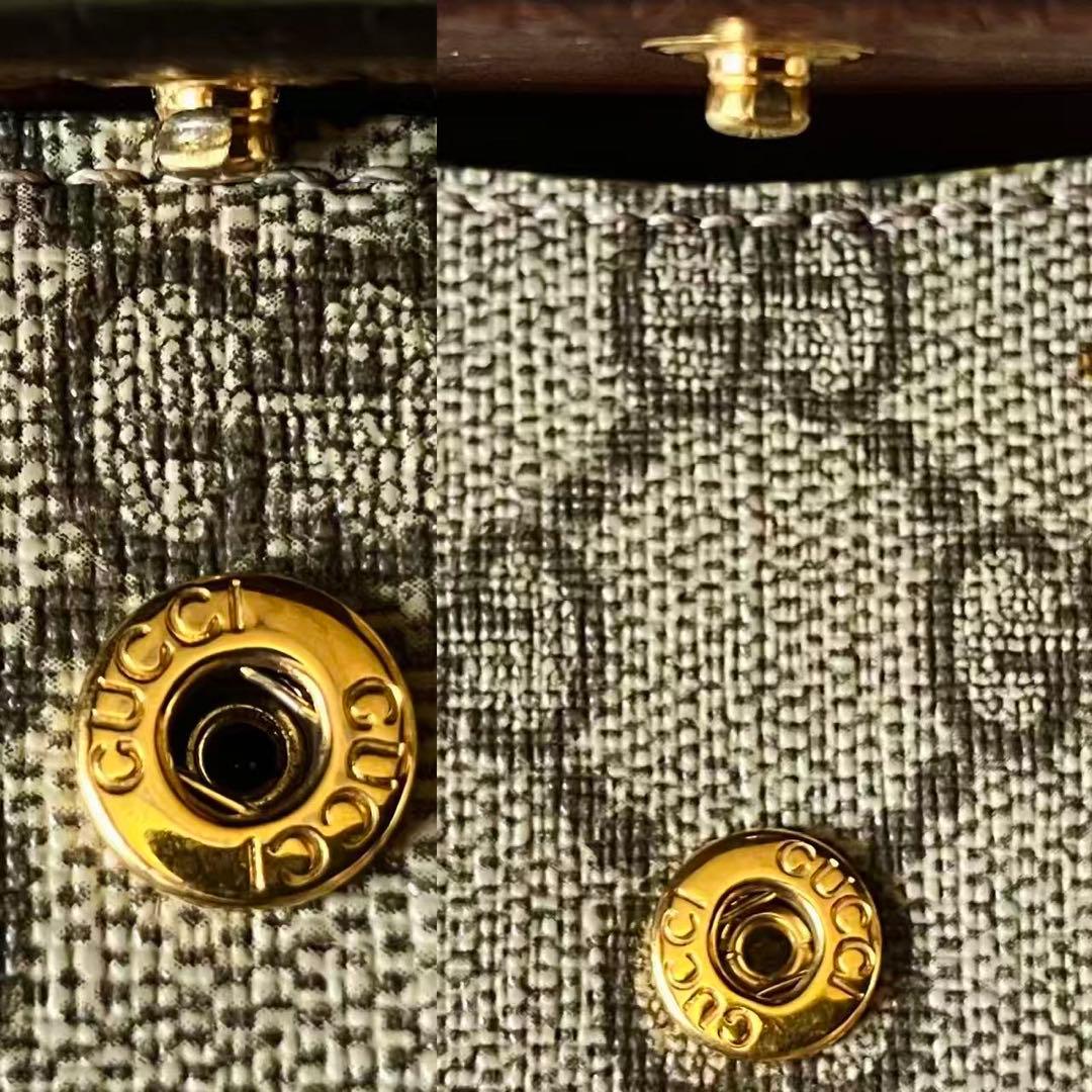 GUCCI グッチ GGスプリーム Wホック PVCレザー 二つ折り財布 美品❣️