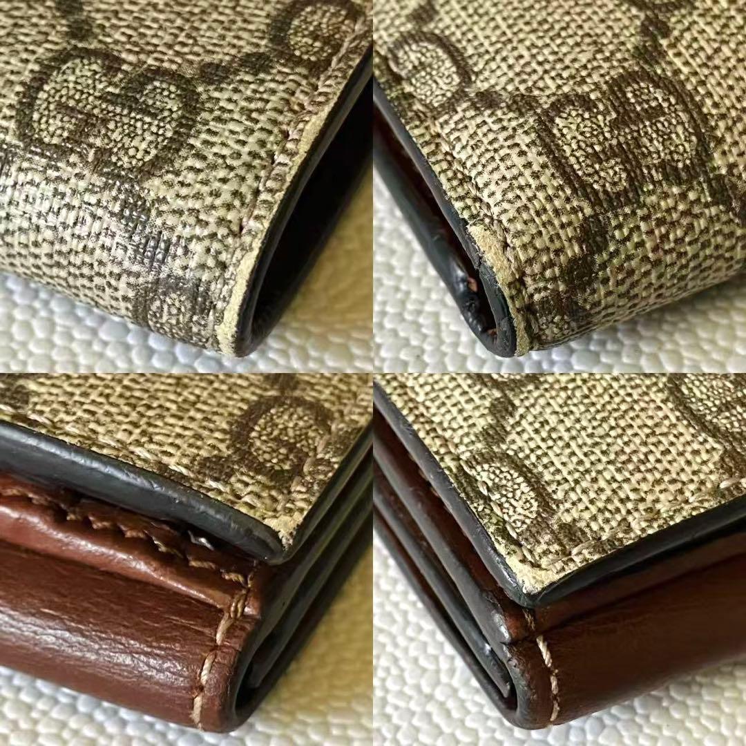 GUCCI グッチ GGスプリーム Wホック PVCレザー 二つ折り財布 美品❣️