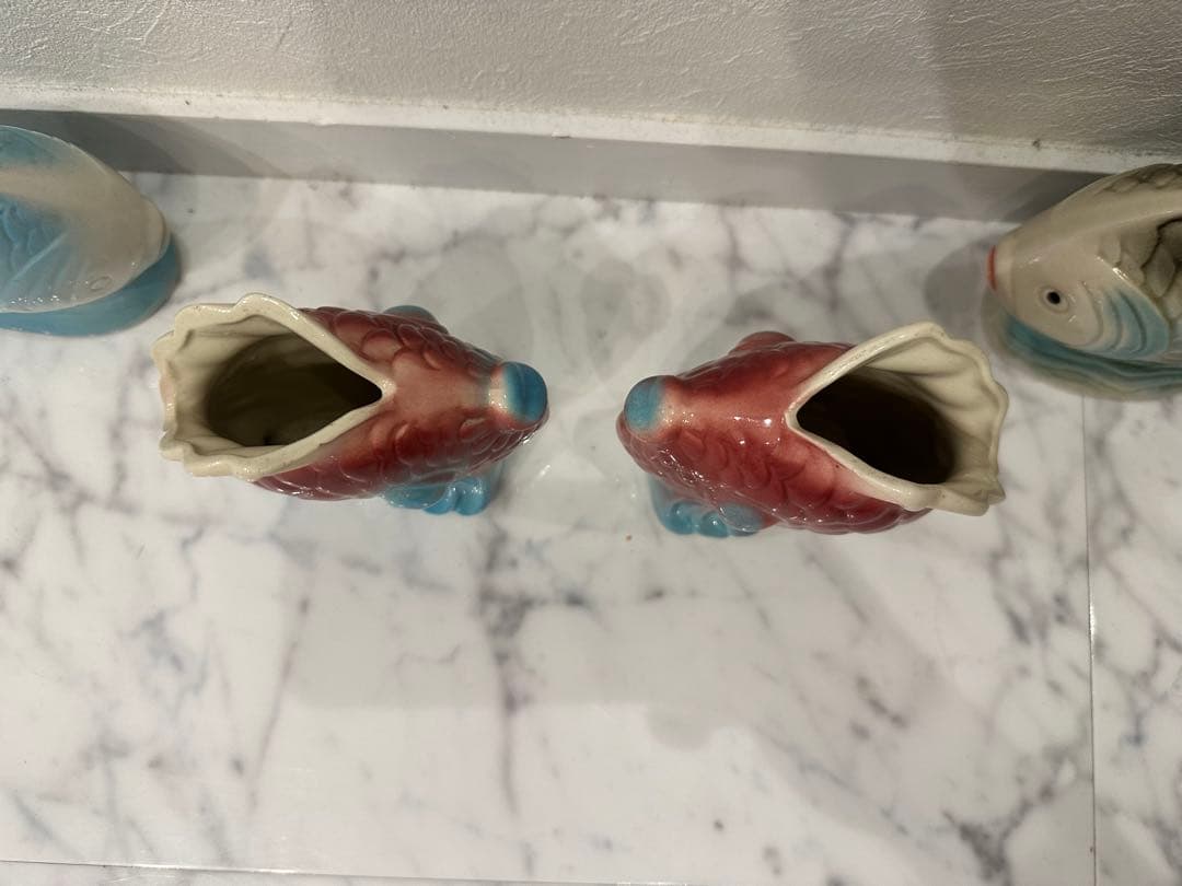 ヴィンテージ陶器 フィッシュ 置物＆花器 4点セット