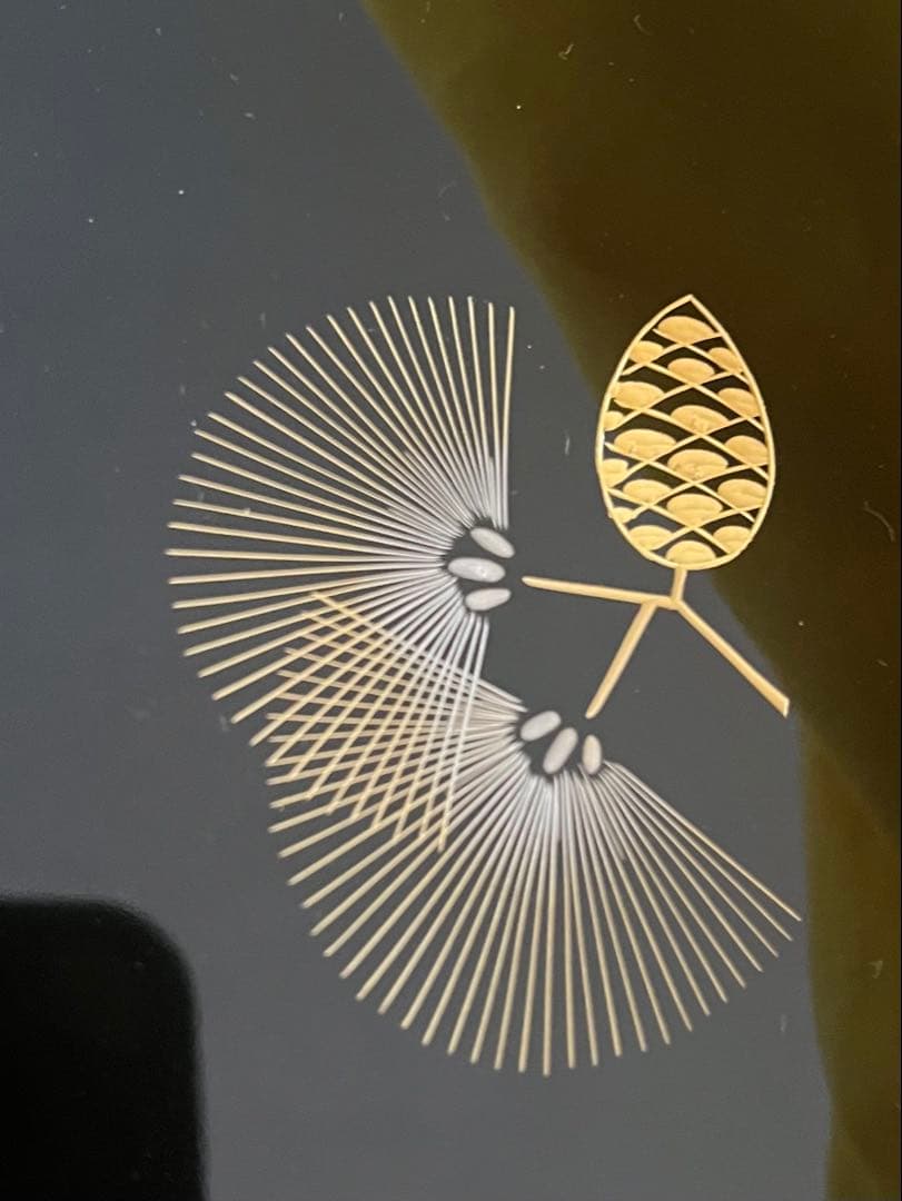 輪島塗　丸盆 沈金　松紋箱付き