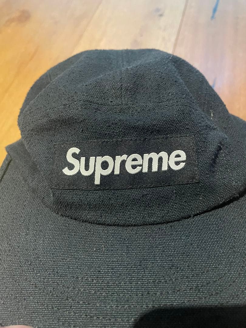 美品Supreme 黒 キャップ　シュプリーム