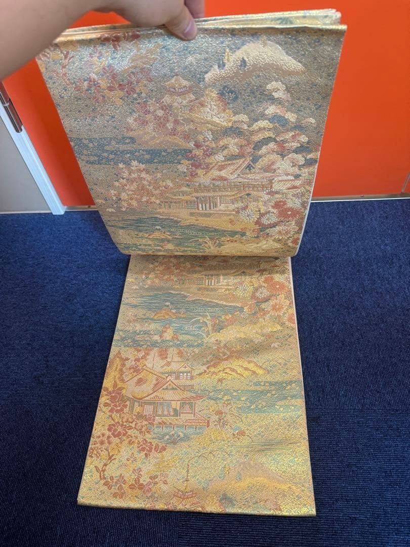 1926 袋帯 古代彫金紋  西陣織   金糸　高級上質上品　約440cm未使用