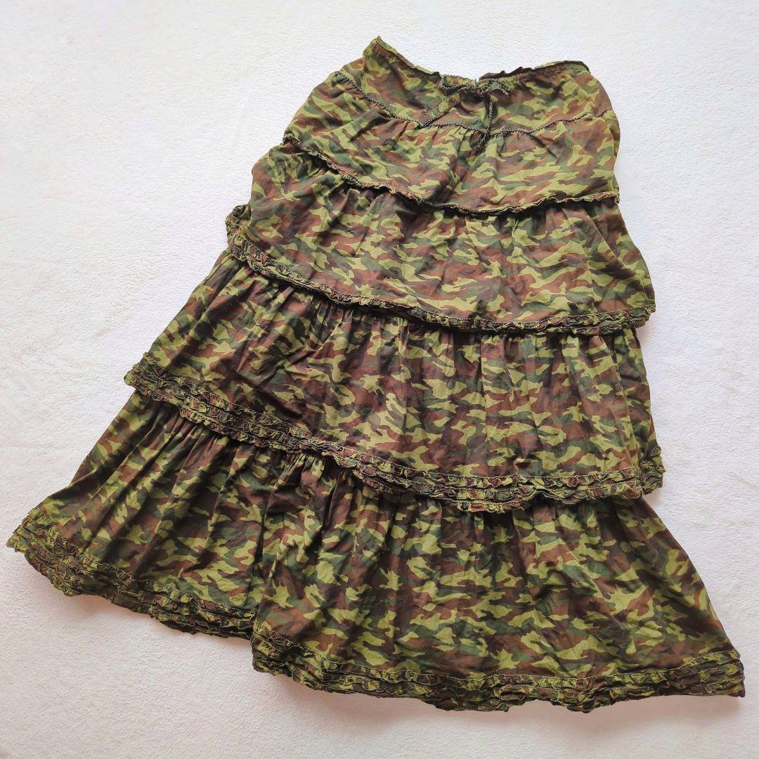 ワンダフルワールド カネコイサオ 迷彩柄 フリル付き フレアスカート