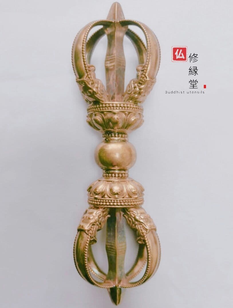 密教法具 仏具 大明永楽五鈷杵 金剛杵 法器 真鍮製 18.5cm