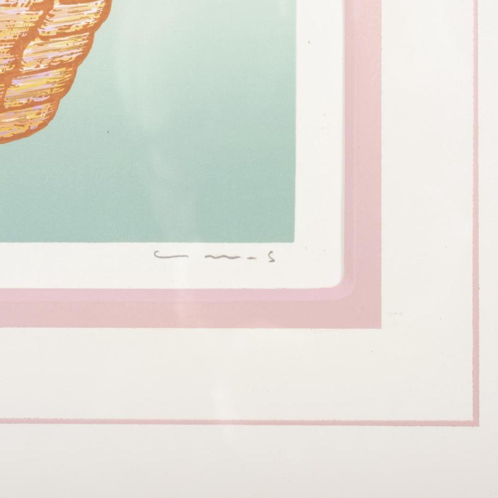 木製高級額装　手作りパール塗装額　シルクスクリーン　かごの花　 約45×45cm