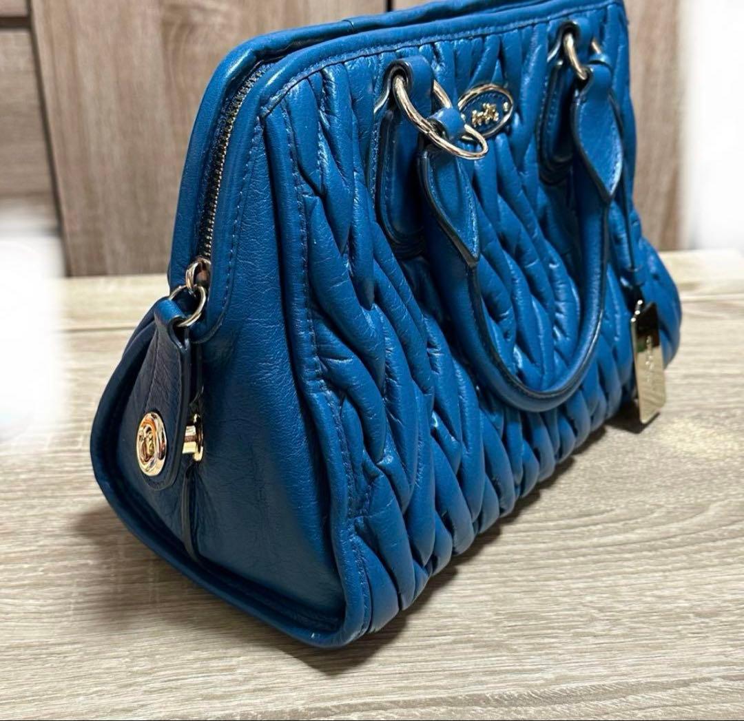 新品 【COACH ブルー グリーン エメラルド バッグ】