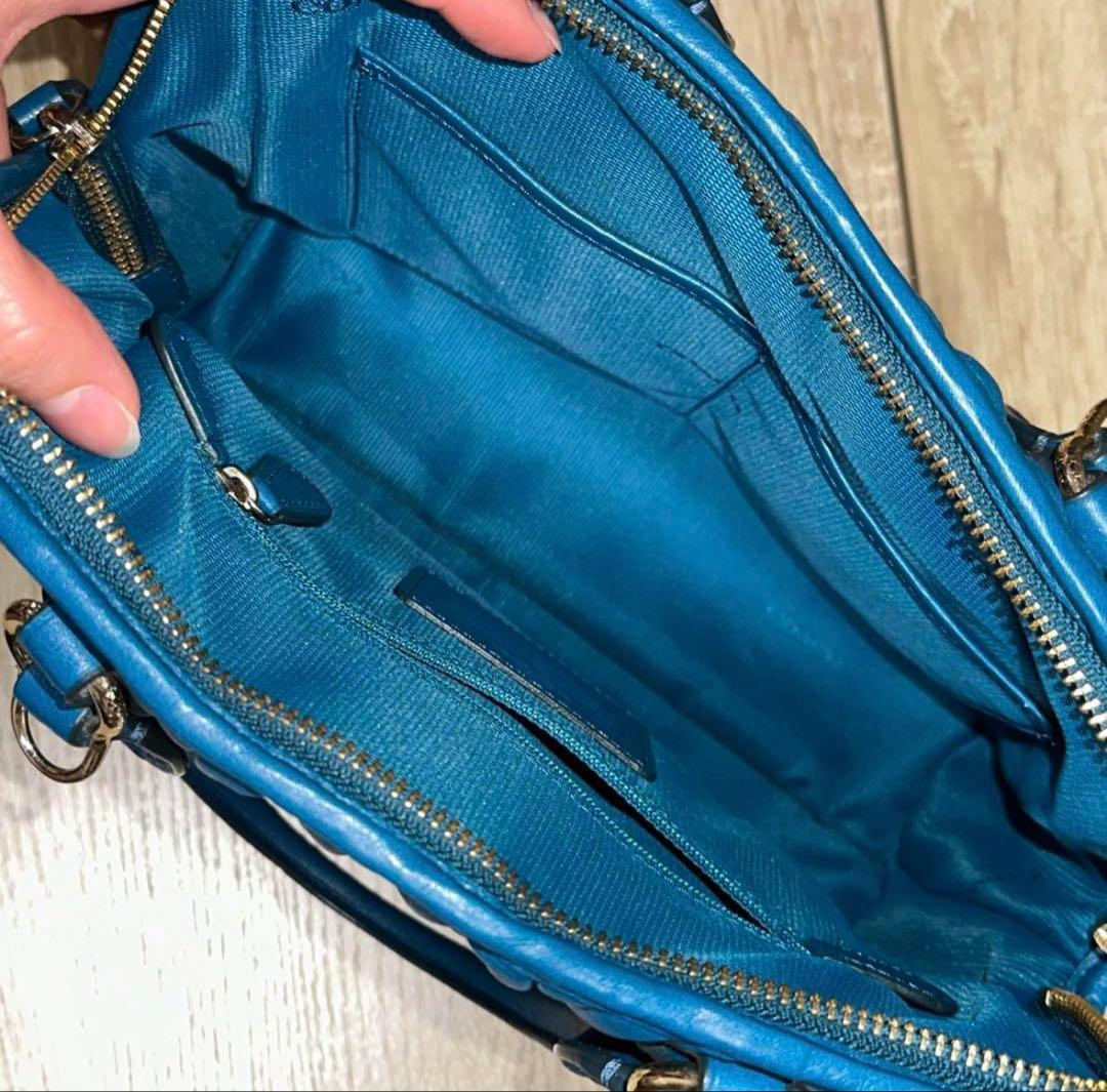 新品 【COACH ブルー グリーン エメラルド バッグ】