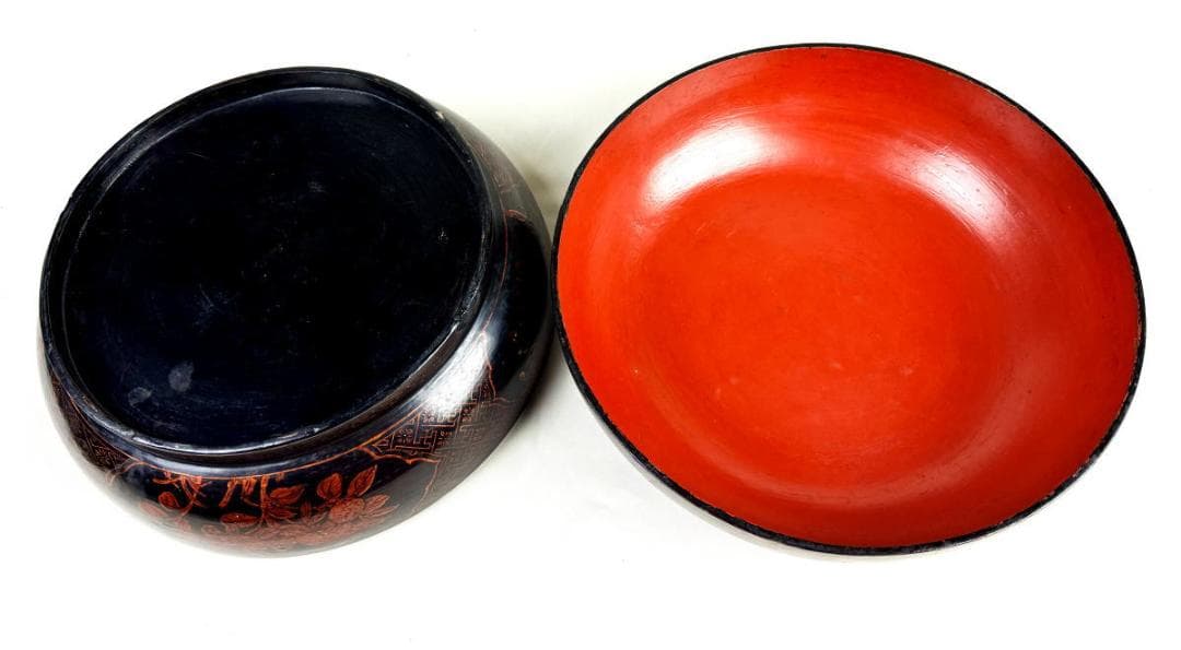 時代物 木製描金魚藻文蒔絵喰籠 菓子器 約直径32cm 漆器 骨董WWWT073