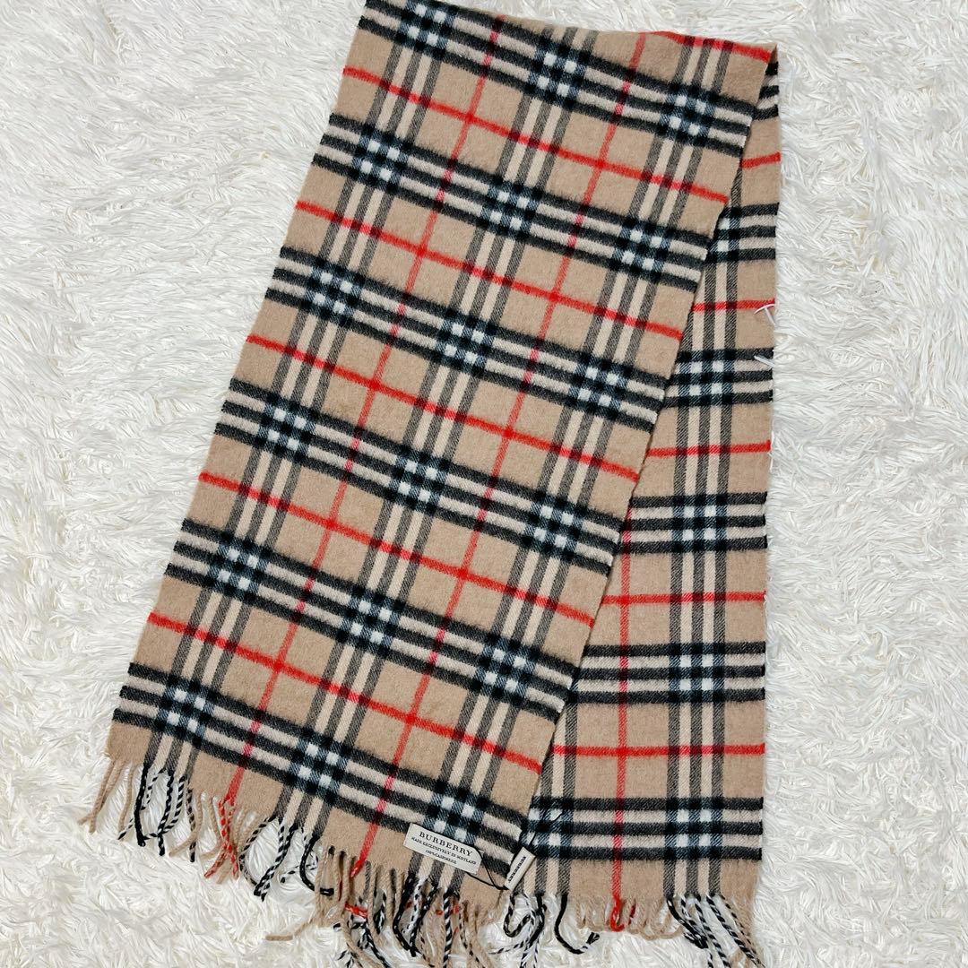 未使用 バーバリー カシミヤ100 マフラー ユニセックス 新タグ ノバチェック