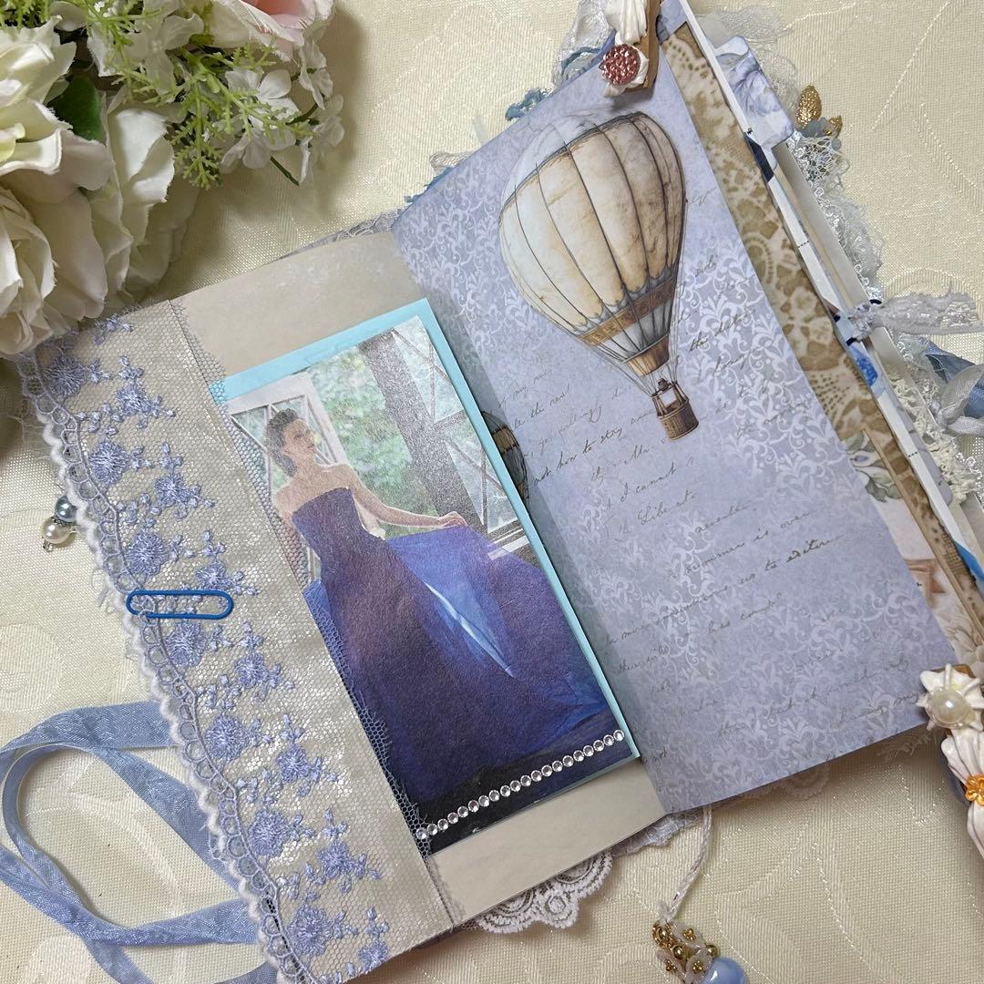 薔薇とレースのジャンクジャーナル・雑記帳　Blue Wedding