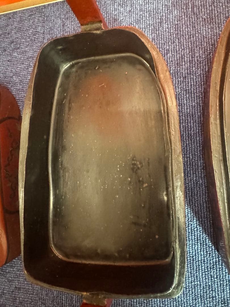 1818 中国骨董　新渡染付蓋付　木製　漆塗　提重　時代物