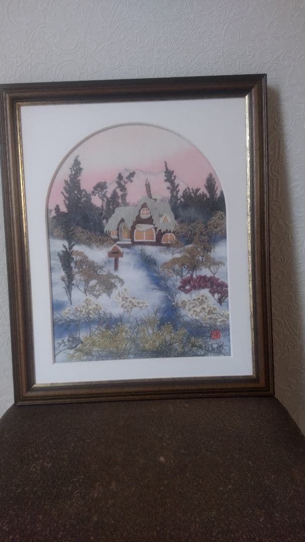 額付き押し花アート