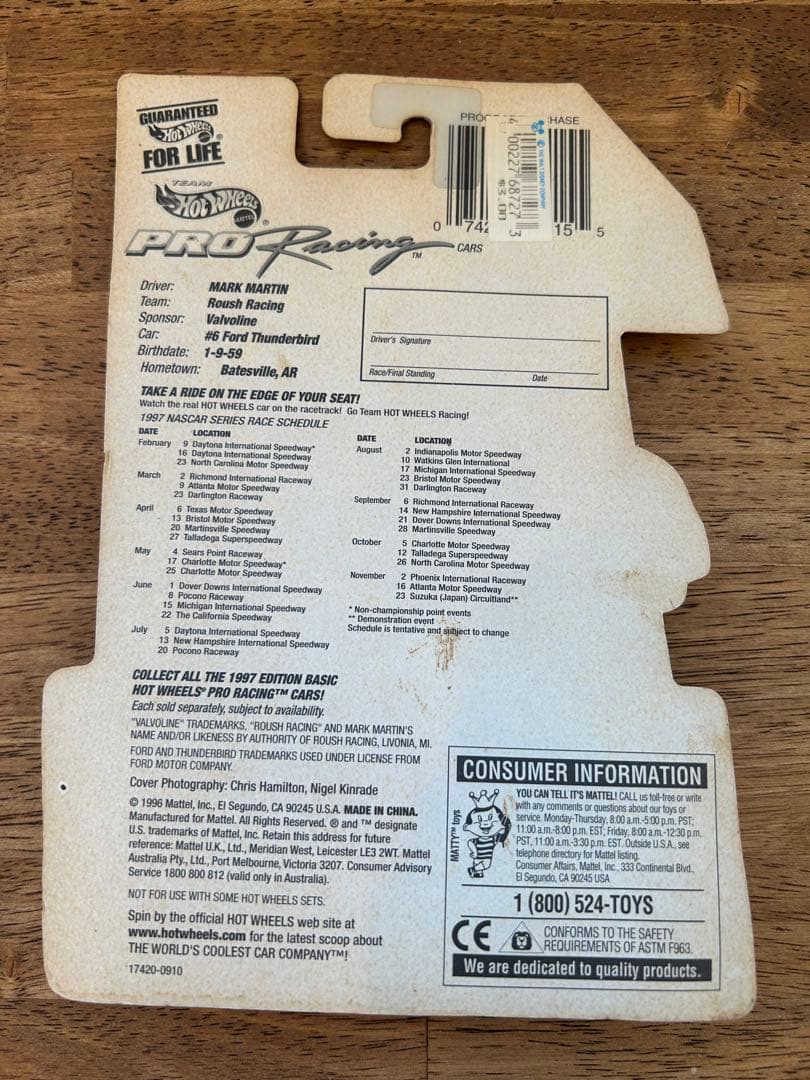 HOT WHEELS VALVOLINE ナスカー　マークマーティン　ビンテージ