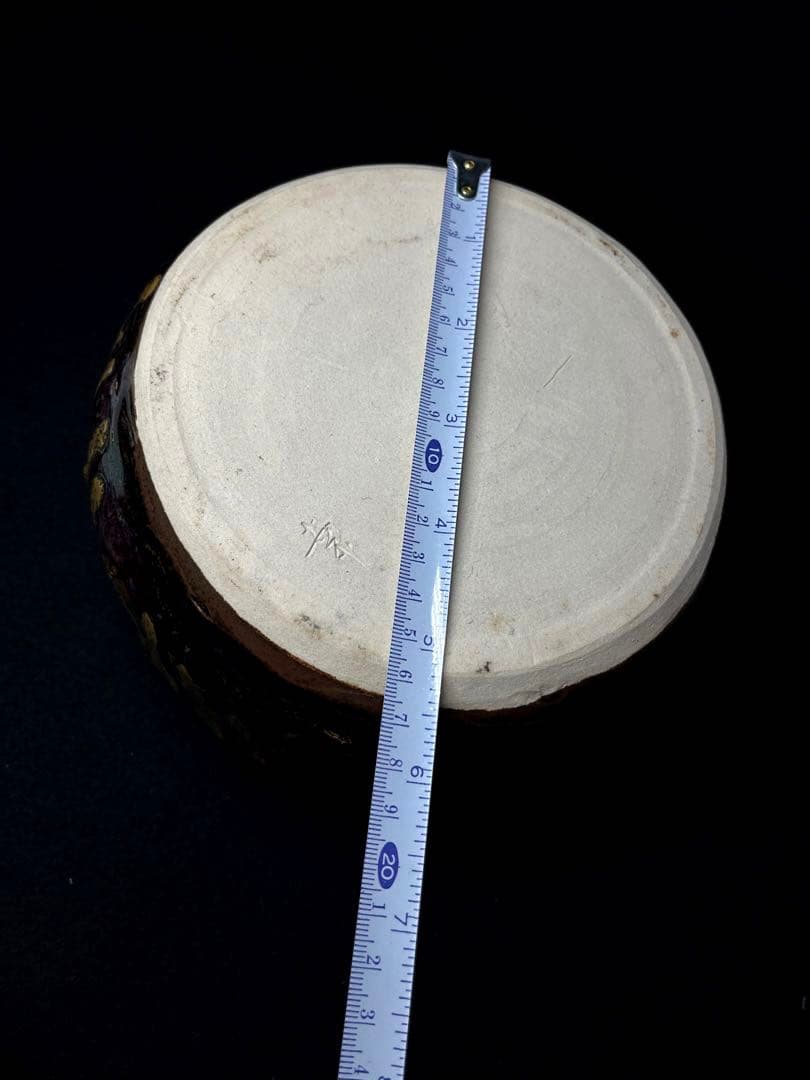 陶器 建水 鎌田幸ニ? 耀変油盃印銘「幸」赤金釉滴 天目 水指 茶道具 工芸品