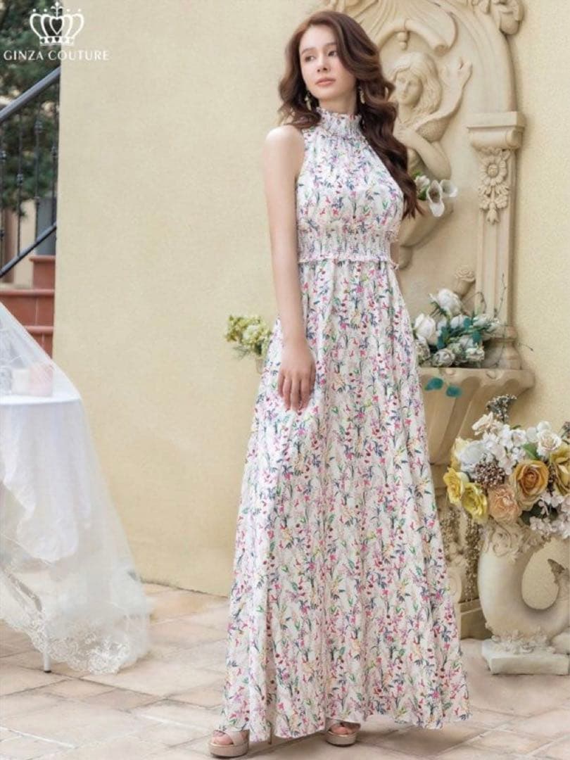 【めーぷる様】エルケイ　銀座クチュール　ローブドフルール　ロングドレス