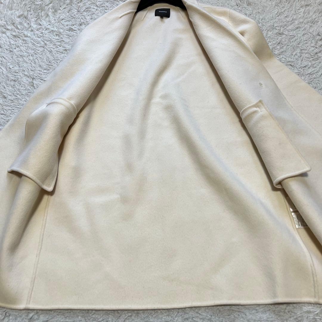 近年モデル Theoryリバーコート ダブルフェイス カシミヤ混 白 チェスター