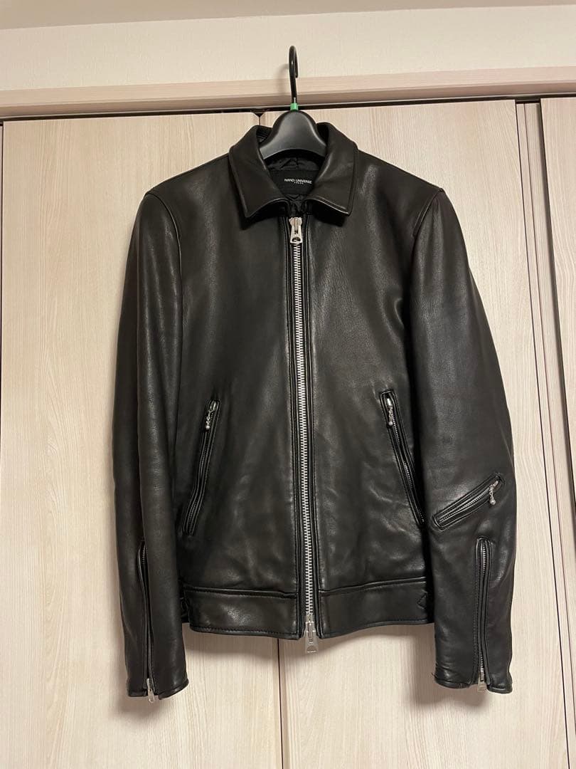 ナノ・ユニバース レザーシングルライダースジャケット