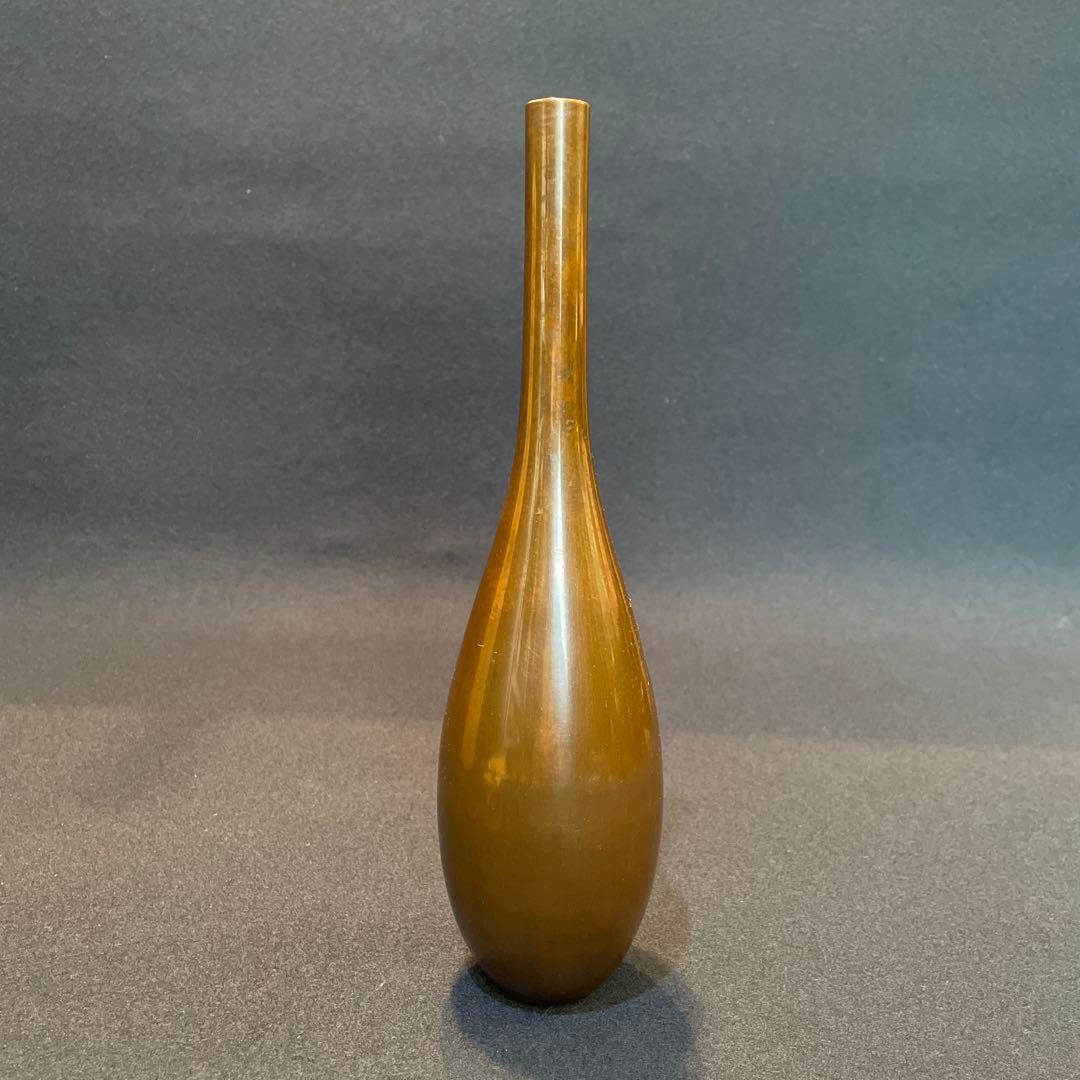 茶道具 華道具【八島 望舟】(造)の『鋳銅 花挿』共箱※美品　花器　花入