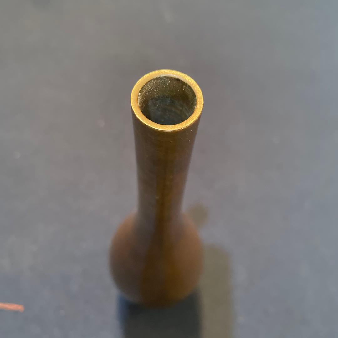 茶道具 華道具【八島 望舟】(造)の『鋳銅 花挿』共箱※美品　花器　花入