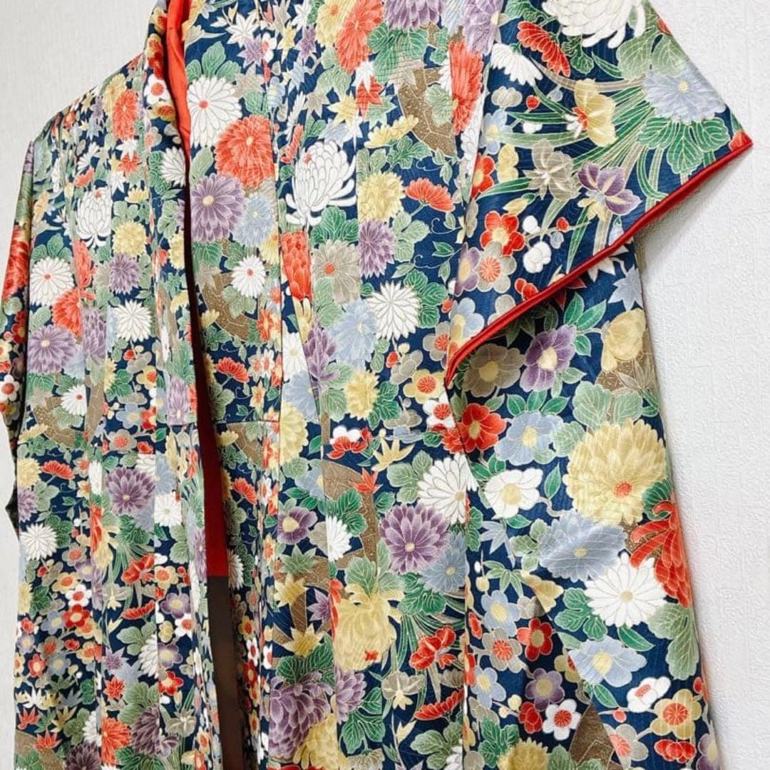 2点セット 美品 三松 アンティーク 振袖 正絹 袷 帯 大正ロマン 成人卒業式