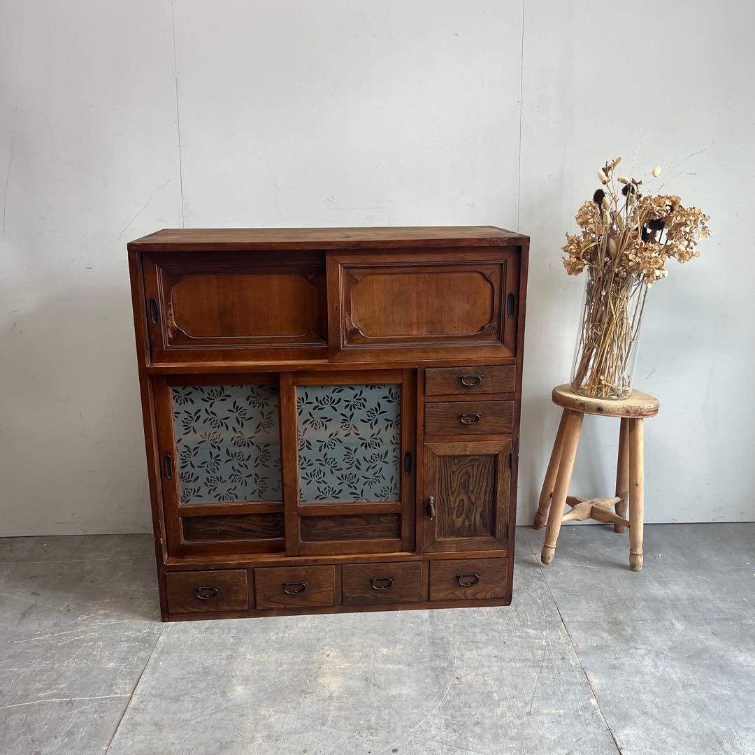 アンティーク ガラス 戸棚 キャビネット 飾り棚 昭和レトロ z500