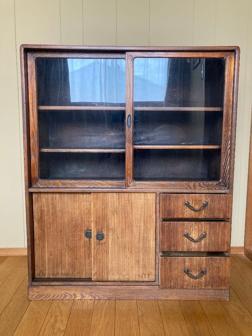 【昭和レトロ】アンティーク 棚 収納箪笥 飾り棚 食器棚 本棚 キャビネット
