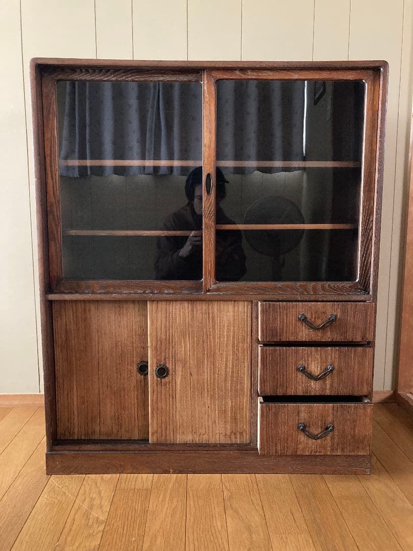 【昭和レトロ】アンティーク 棚 収納箪笥 飾り棚 食器棚 本棚 キャビネット