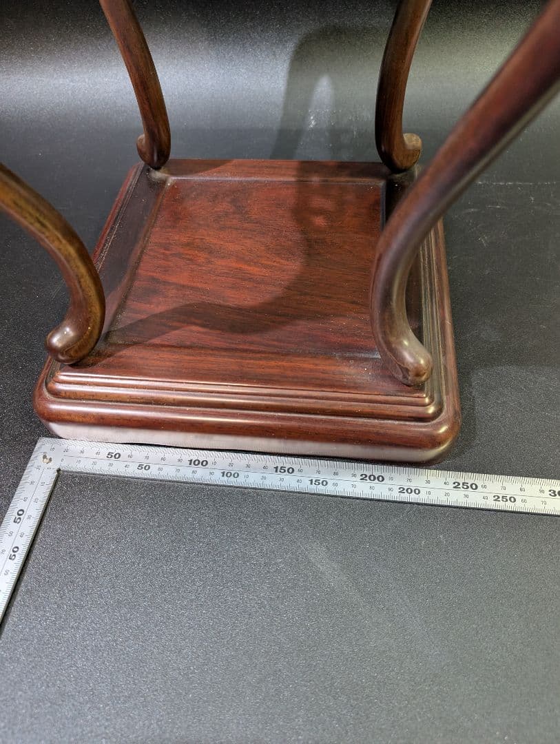 唐木 猫脚 木製 透かし彫り 花台 香炉台 高卓 茶道 華道具 無垢材 3,2㌔